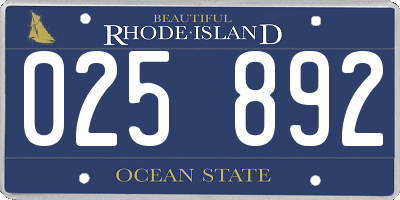 RI license plate 025892
