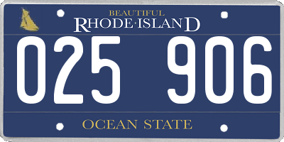 RI license plate 025906