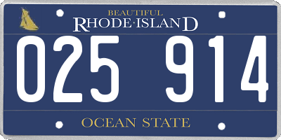 RI license plate 025914