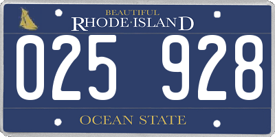 RI license plate 025928