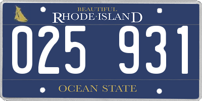RI license plate 025931