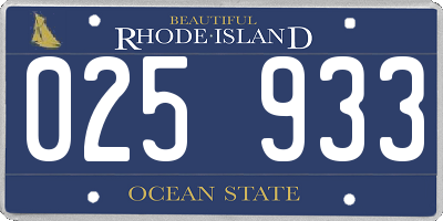 RI license plate 025933