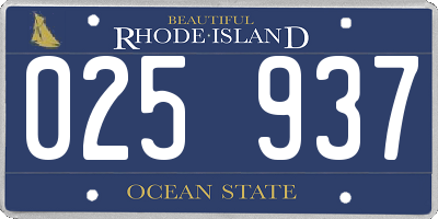 RI license plate 025937