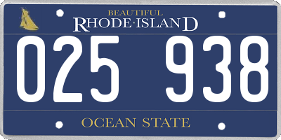 RI license plate 025938