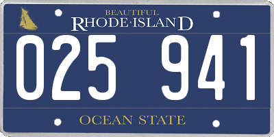 RI license plate 025941