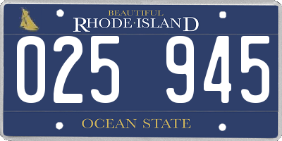 RI license plate 025945