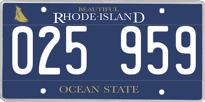 RI license plate 025959