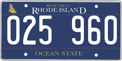 RI license plate 025960