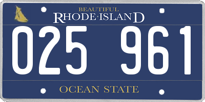 RI license plate 025961