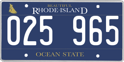 RI license plate 025965