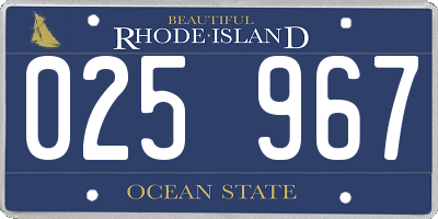 RI license plate 025967