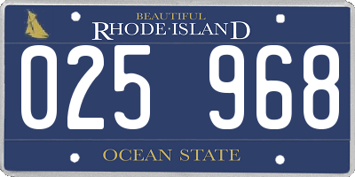 RI license plate 025968