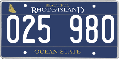 RI license plate 025980