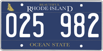 RI license plate 025982