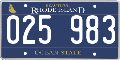 RI license plate 025983