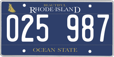 RI license plate 025987