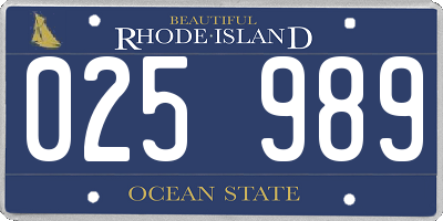 RI license plate 025989