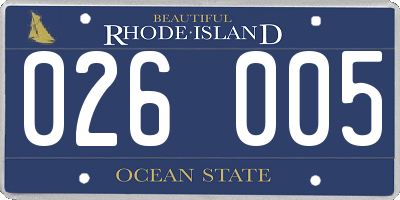 RI license plate 026005