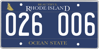 RI license plate 026006