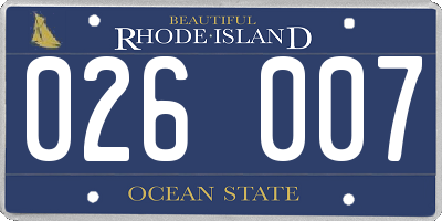 RI license plate 026007