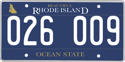 RI license plate 026009