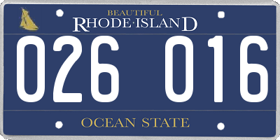 RI license plate 026016