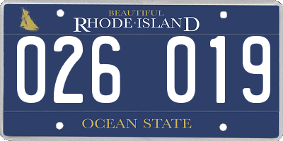 RI license plate 026019