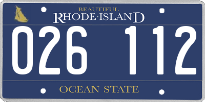 RI license plate 026112