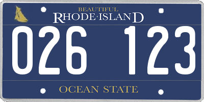 RI license plate 026123