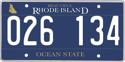 RI license plate 026134