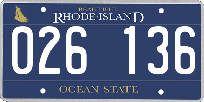 RI license plate 026136