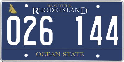 RI license plate 026144