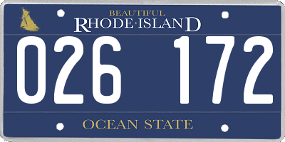 RI license plate 026172