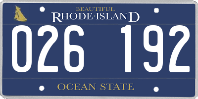 RI license plate 026192