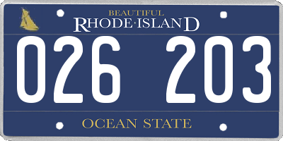 RI license plate 026203