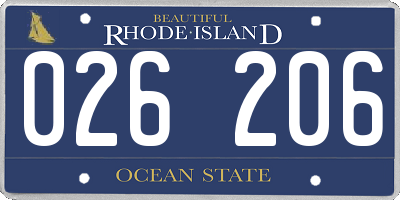 RI license plate 026206