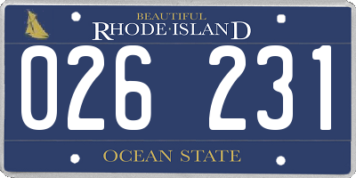 RI license plate 026231