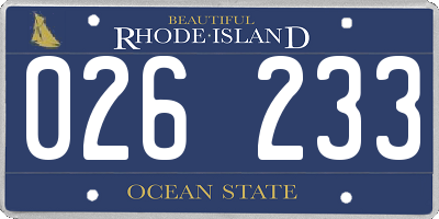 RI license plate 026233