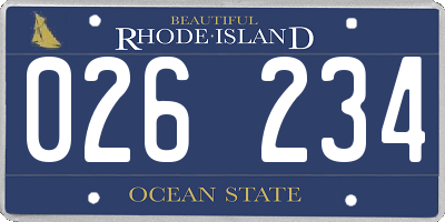 RI license plate 026234