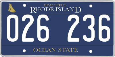 RI license plate 026236