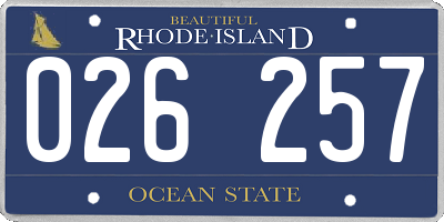 RI license plate 026257