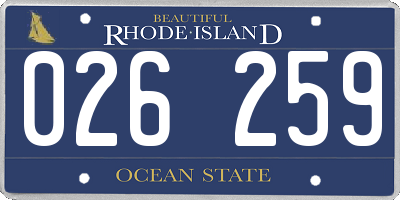 RI license plate 026259