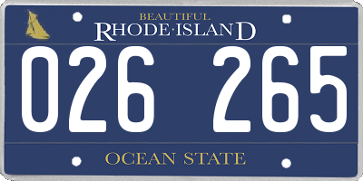 RI license plate 026265