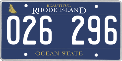 RI license plate 026296