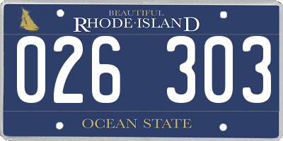 RI license plate 026303