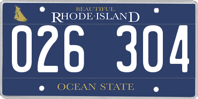 RI license plate 026304