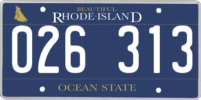 RI license plate 026313