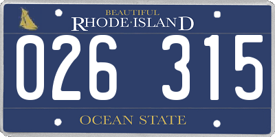 RI license plate 026315