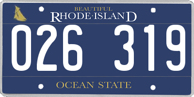 RI license plate 026319