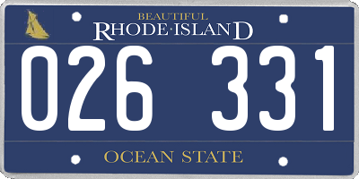 RI license plate 026331